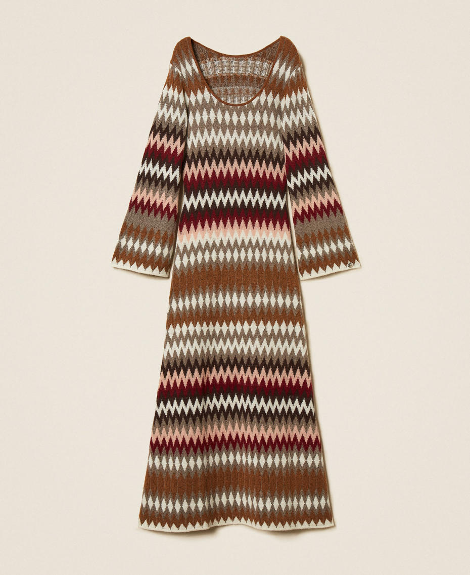 2-in-1-Maxistrickkleid mit Jacquard-Verarbeitung Jacquard Toffee / "Rhabarberrot" Frau 262AT3035_14118_S0