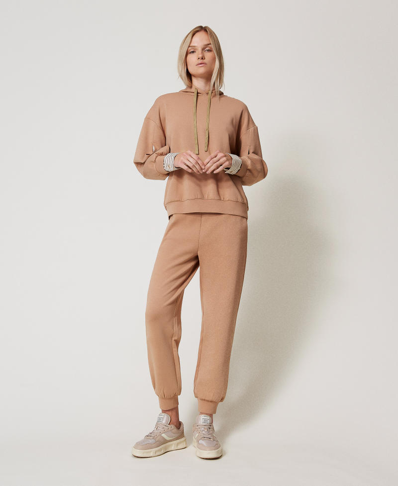 Sweatshirt und Joggers aus Scuba Zweifarbig Brown Box / White und Brown gestreift Frau 251LL2VEE_12248_01