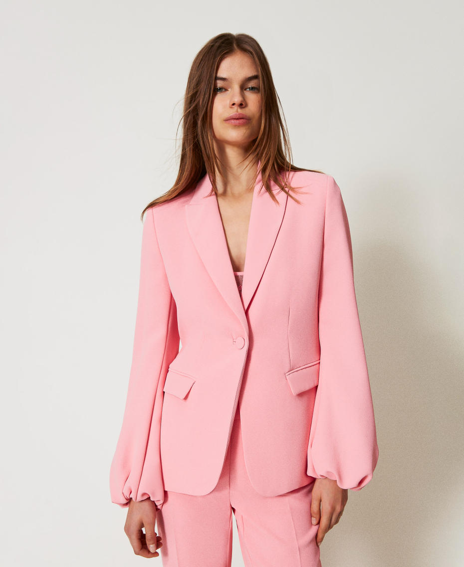 Chaqueta de crepé con mangas fruncidas Peach Mujer 251TP2320_12142_05