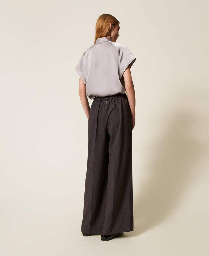 Palazzo trousers with pleats Charcoal Grey Melange Woman 252TF2043_12840_03