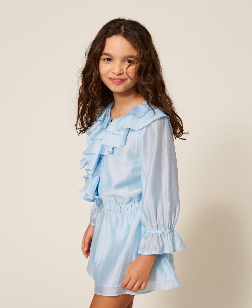Robe courte en voile avec volants et smocks Skyline Fille 261GJ2110_04614_02