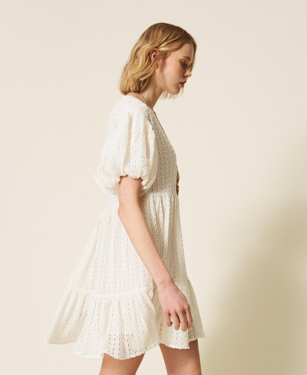Short crochet dress with flounce Off White Woman 261LM2BDD_00526_02