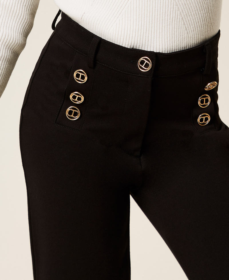 Girls' palazzo trousers with Oval T buttons Black Girl 252GB2221_00006_04