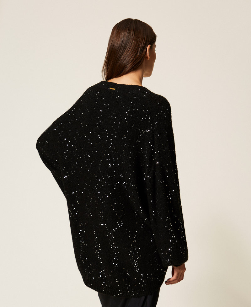 Sequin cardigan Black Woman 252LL3BDD_00006_03