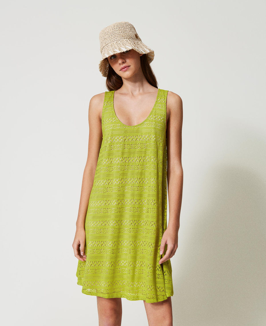 Robe courte en tissu ajouré Green Grenoble Femme 251LB2GCC_12131_01