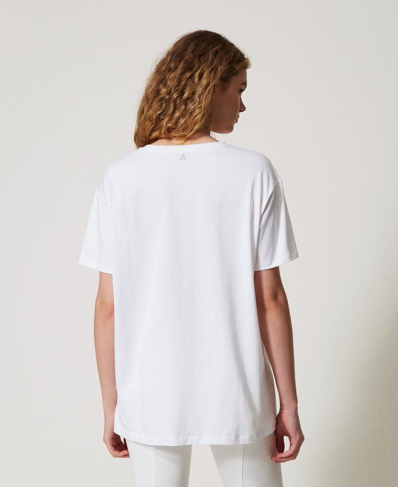 T-Shirt mit Print und Strass Papers / Actitude Cat-Print Frau 251AX2123_12462_02