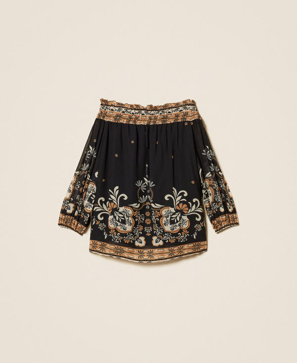 Blouse en cr&ecirc;pe georgette imprim&eacute;