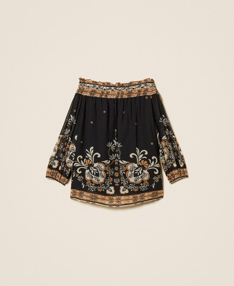 Bluse aus bedrucktem Georgette Print Foulard Schwarz Frau 261LB2LAA_13225_S0