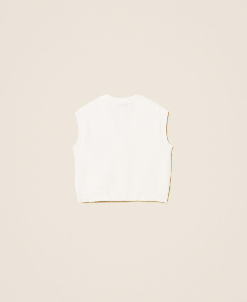 Knitted waistcoat with heart and logo "Snow" White/"Magenta" Heart Red Girl 262GJ3041_13775_S1
