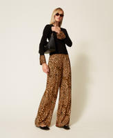 Pantalon jacquard avec imprimé animalier Imprimé Animalier Coffee/Marron « Land » Femme 252TP2474_12737_01