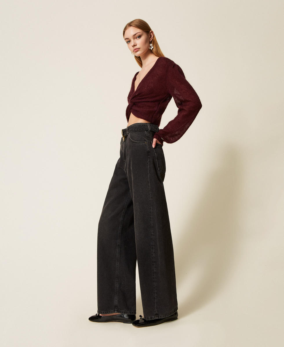 Vaqueros negros con cintur&oacute;n y maxihebilla Denim Negro Mujer 252TP2571_01103_02