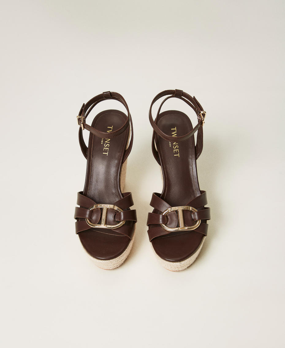 Sandalias de cuña de cuerda y piel Chocolate Lab Mujer 251TGT092_10780_04
