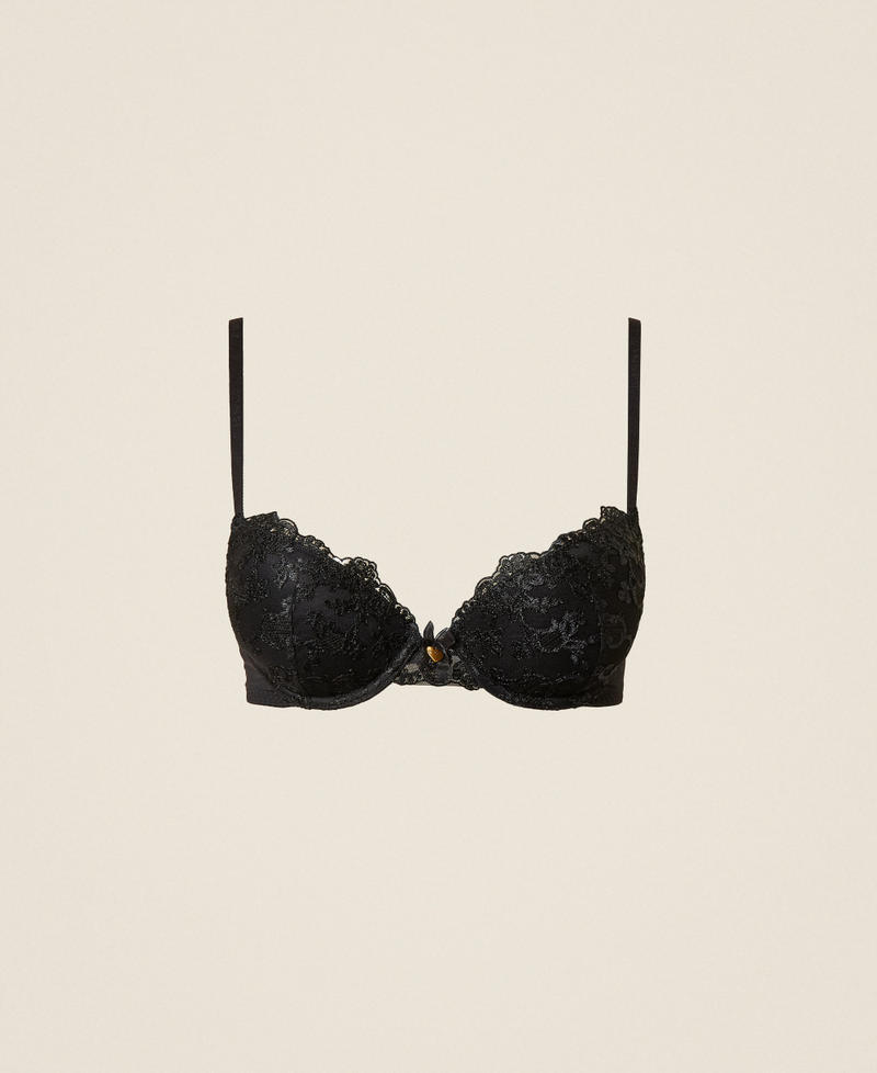 Embroidered tulle push-up bra Black Woman 261LL6C44_00006_S0