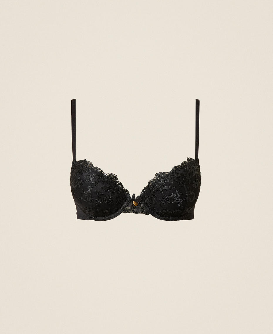 Embroidered tulle push-up bra Black Woman 261LL6C44_00006_S0