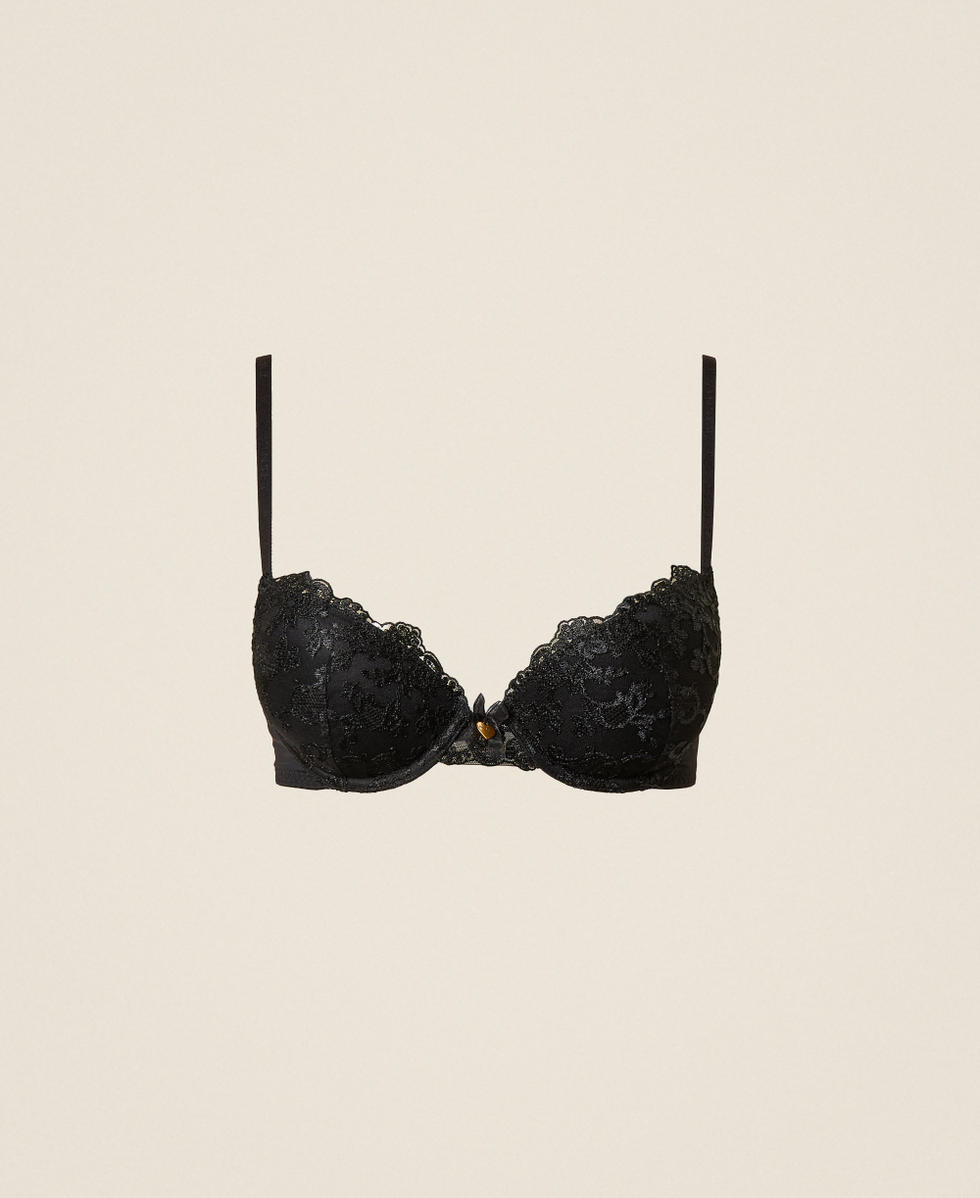 Soutien-gorge push-up en tulle brod&eacute; Noir Femme 261LL6C44_00006_S0