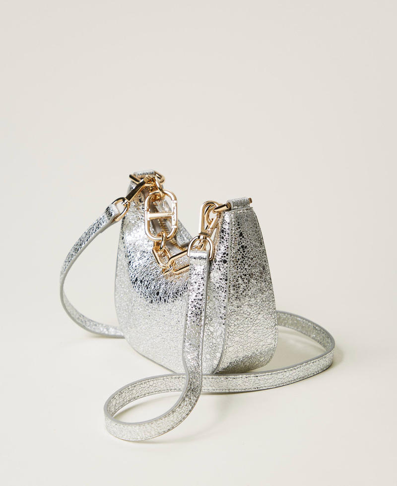 Tasche „Mini-Croissant“ aus Metallic-Leder Silber Frau 251TB7340_00995_02