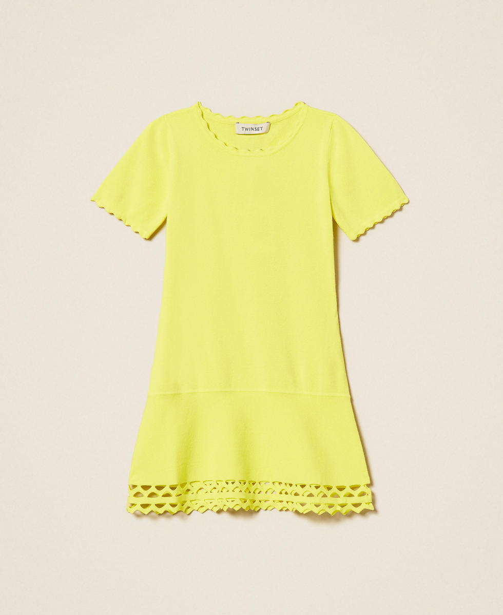 Robe courte pour fille en maille avec festons Jaune &laquo;&thinsp;Limelight&thinsp;&raquo; Fille 261GB3070_06210_S0