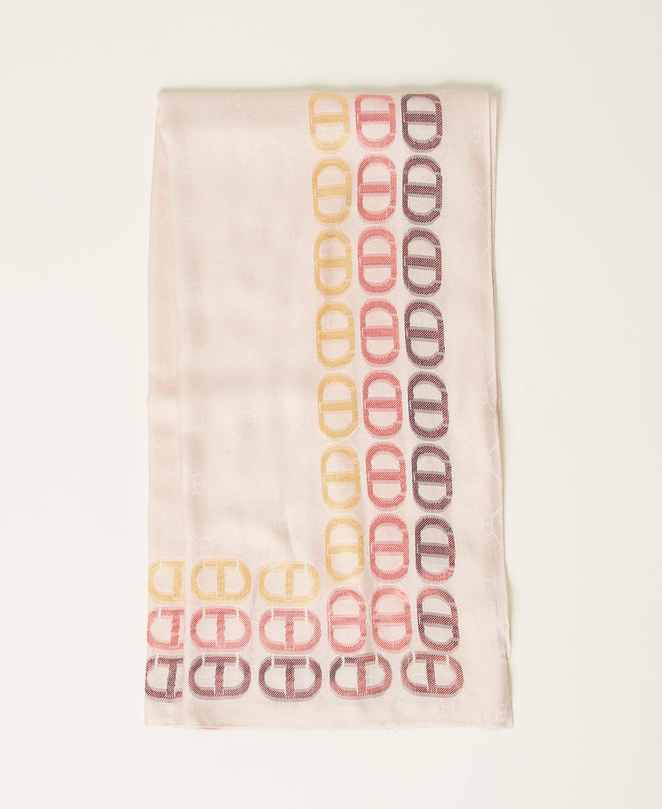 Jacquard keffiyeh with multicoloured Oval T Parisienne Pink Multicolour Jacquard Woman 251TA4230_12214_01