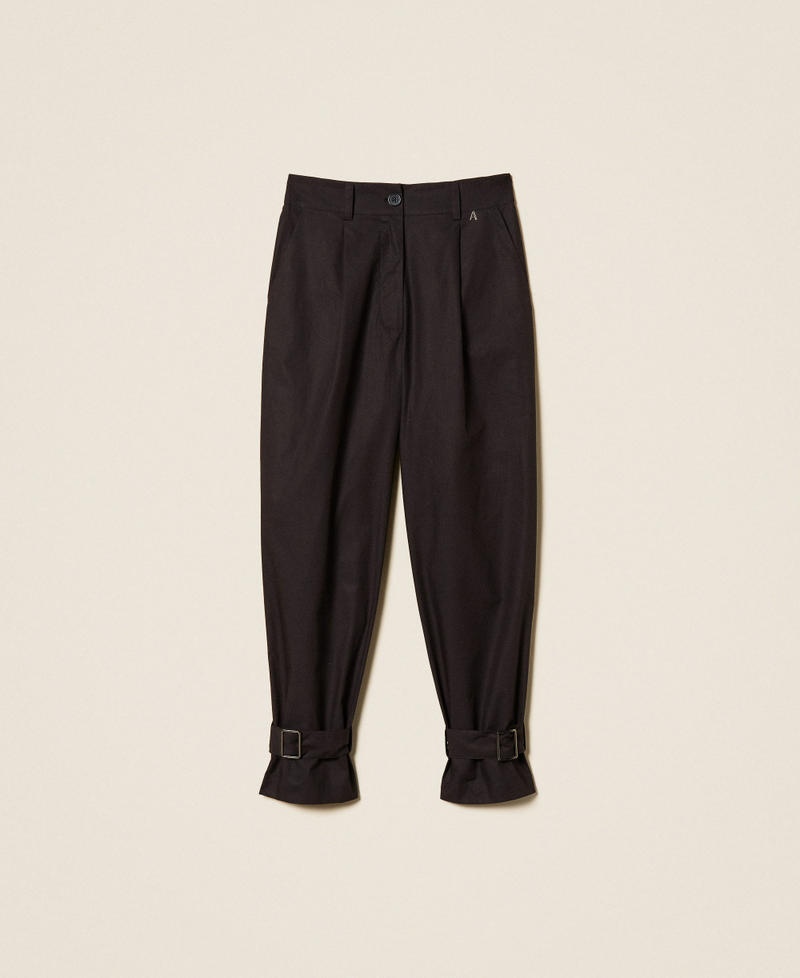 Recycled poplin trousers Black Woman 261AP208C_00006_S0