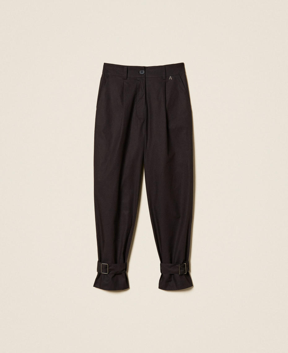 Recycled poplin trousers Black Woman 261AP208C_00006_S0