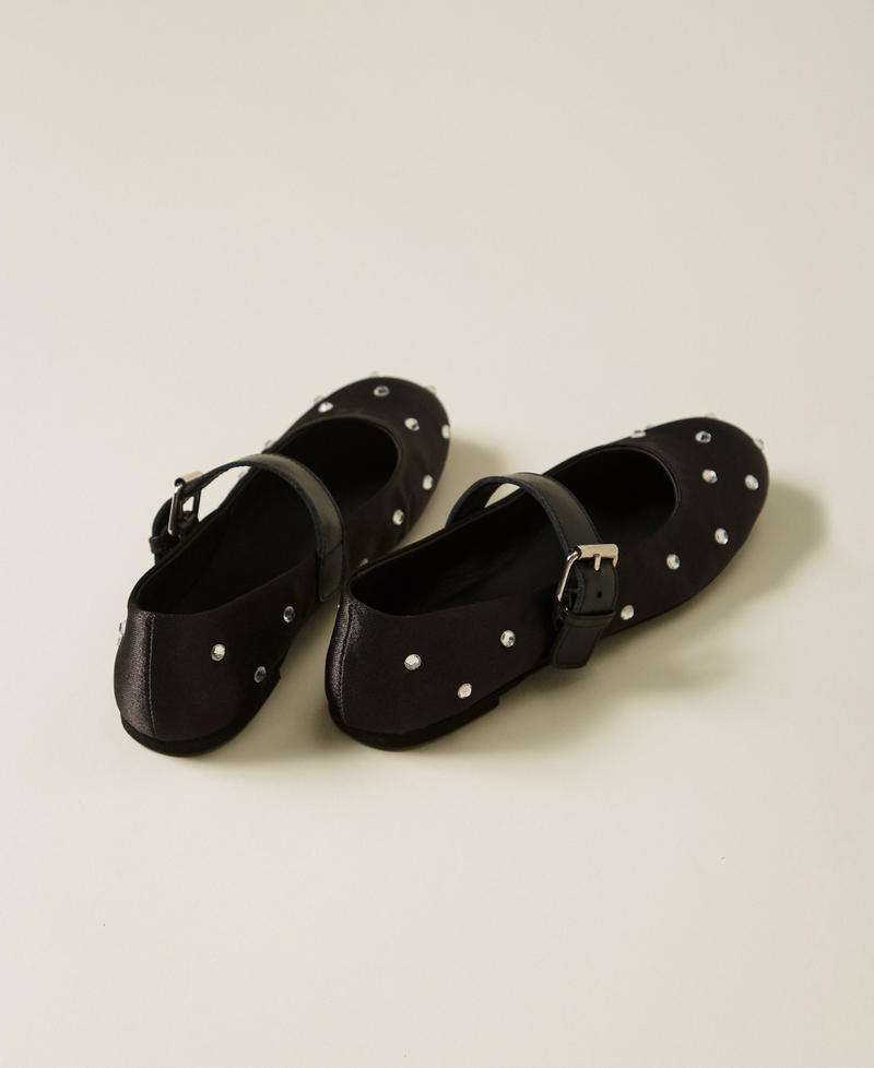 Mary Jane satin ballet flats with rhinestones Black Girl 261GCJ024_00006_03