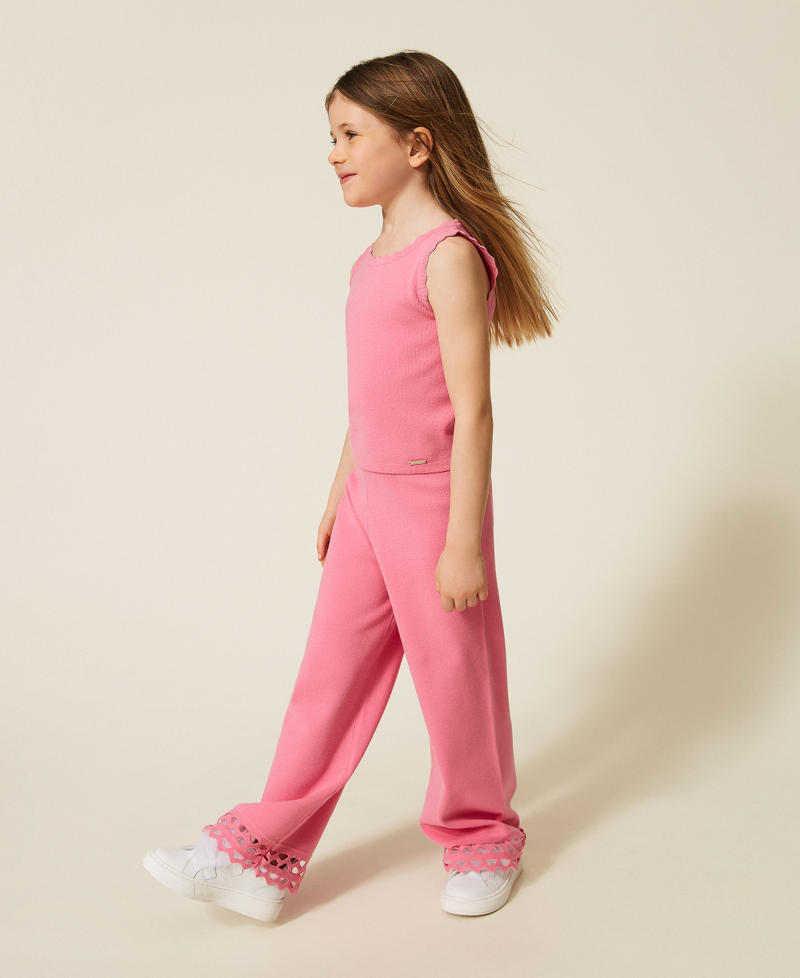 Top e pantaloni baby in maglia con smerli Rosa "Aurora Pink" Bambina 261GB3071_07207_02