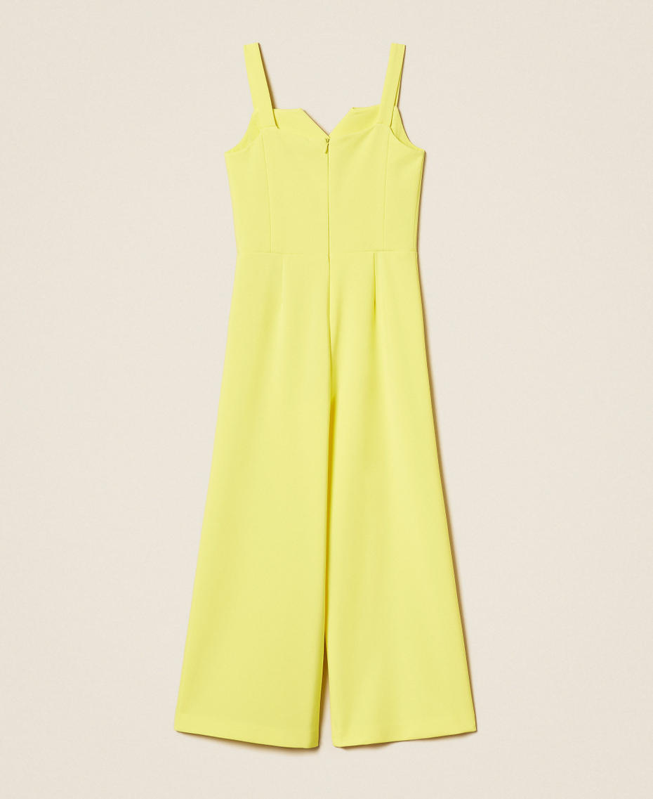 Double-breasted cr&ecirc;pe jumpsuit Limelight Yellow Girl 261GJ2Q50_06210_S1