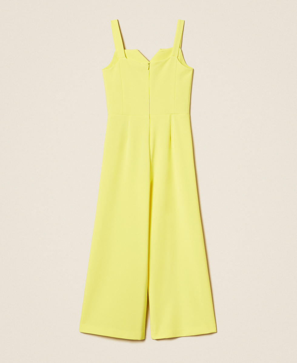 Double-breasted cr&ecirc;pe jumpsuit Limelight Yellow Girl 261GJ2Q50_06210_S1