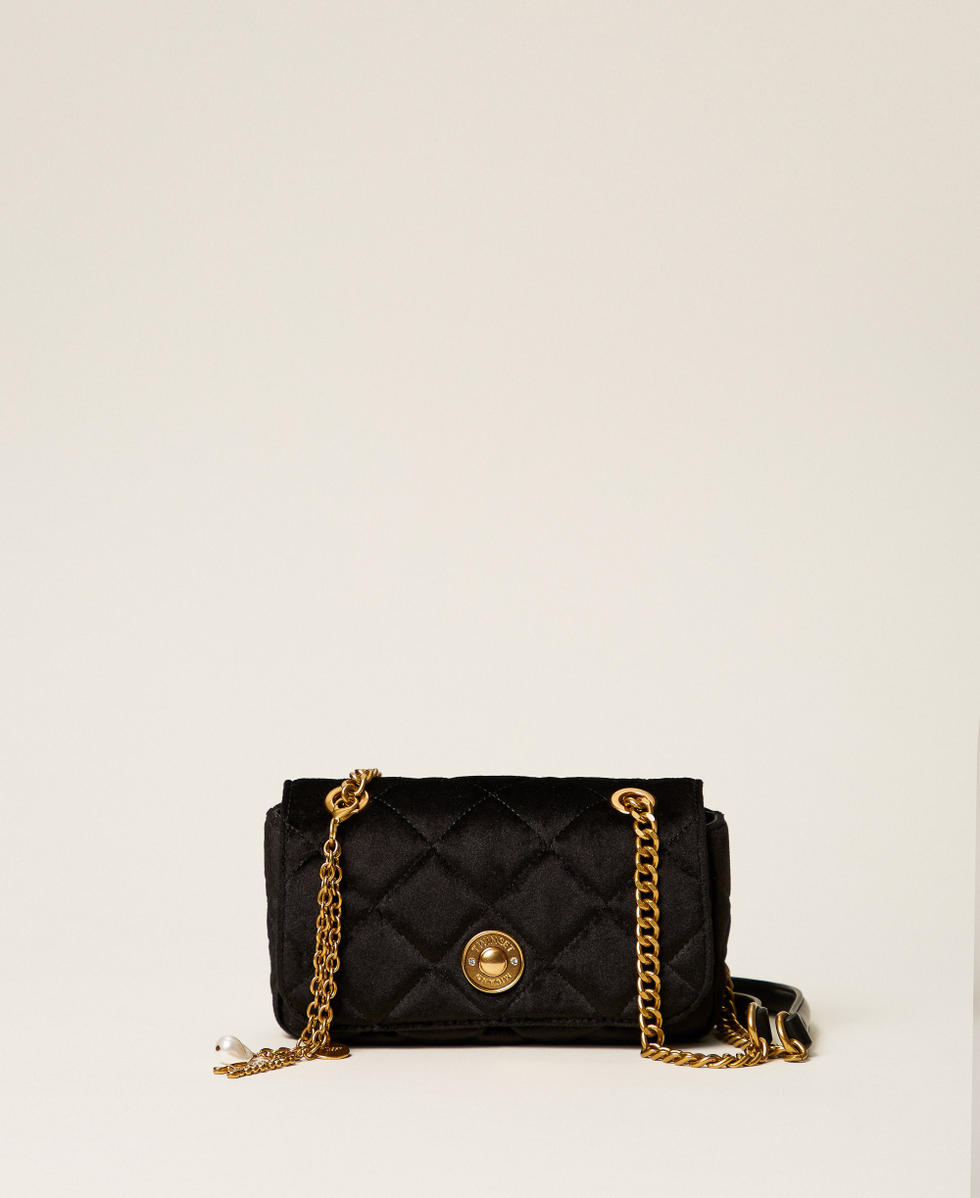 Borsa a tracolla in velluto quilted Nero Donna 262TB7240_00006_01