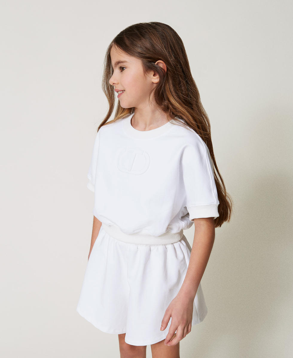 Sweat-shirt avec Oval T et short Blanc "Ice" Fille 251GJ2580_00808_01