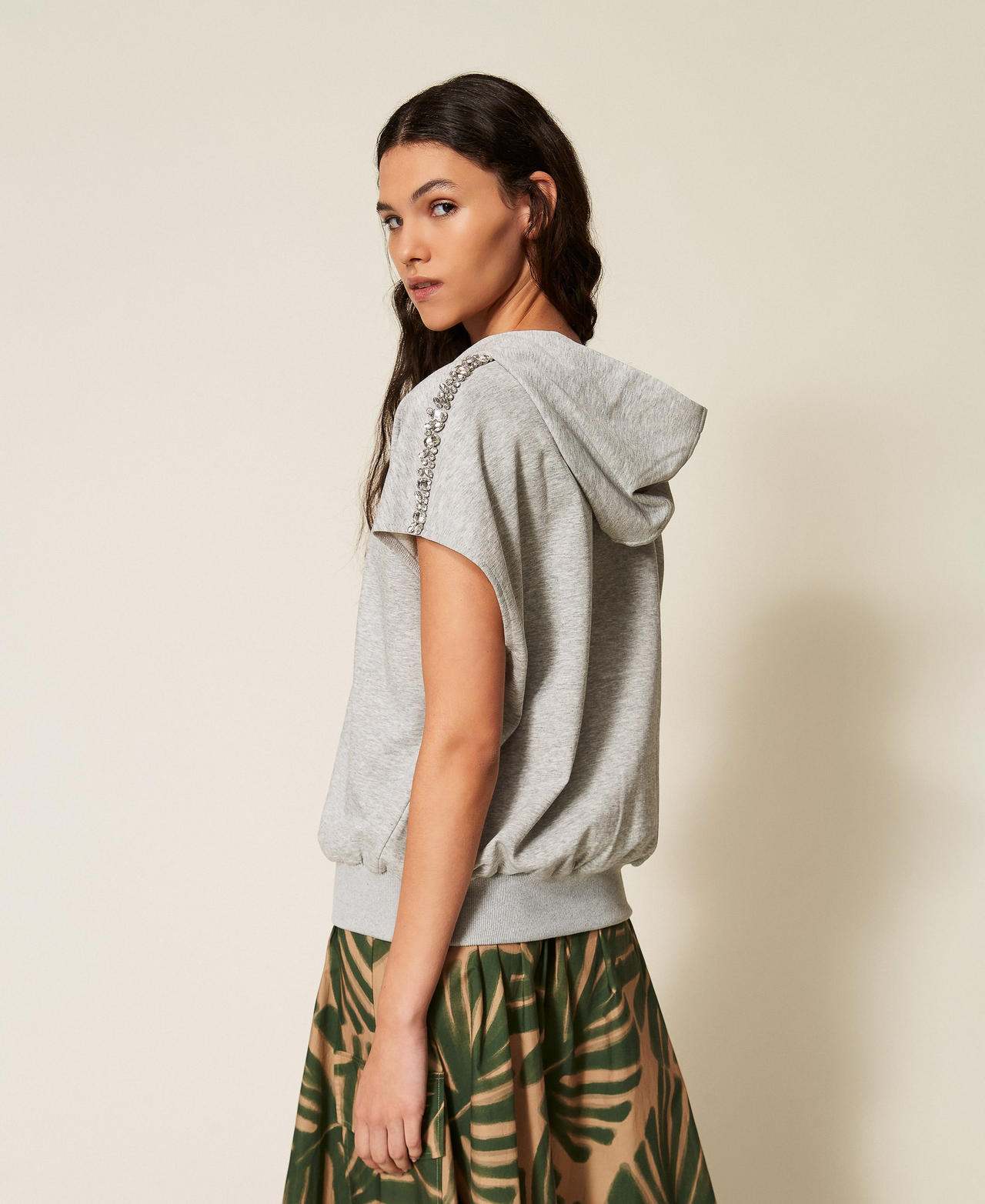 Bluza z kaboszonami Jasnoszary Melanż Kobieta 261LL2BBB_12837_03