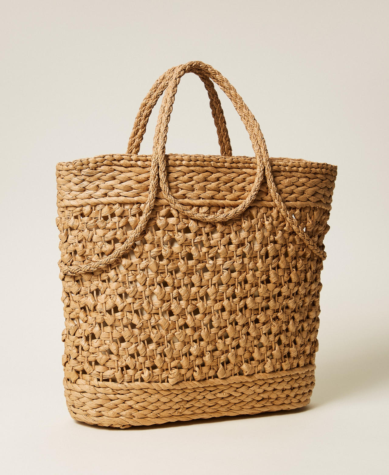Shopper aus geh&auml;keltem Raffia Stroh Frau 261TD8580_00193_03