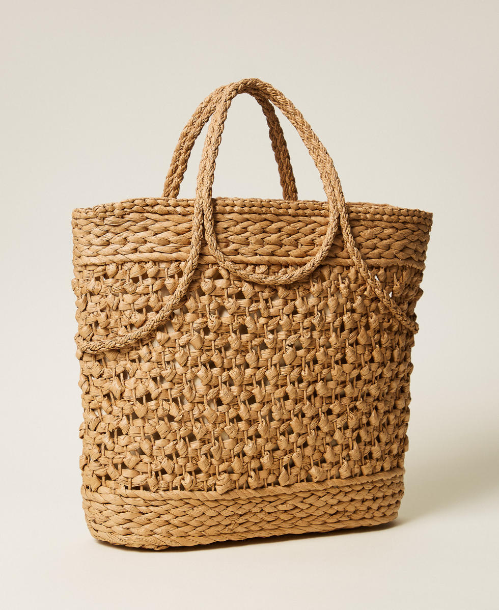 Borsa shopper in rafia crochet