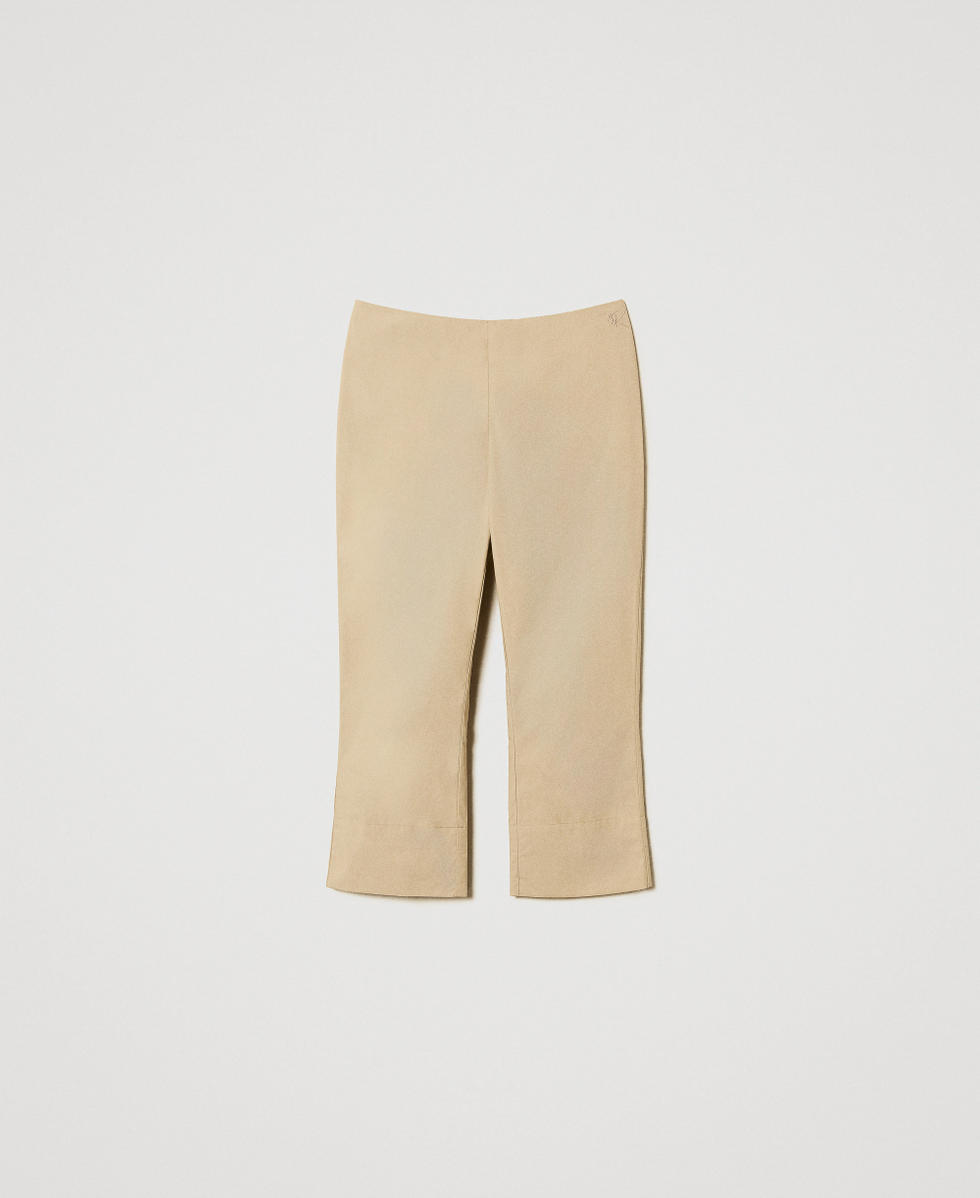 Poplin cropped trousers