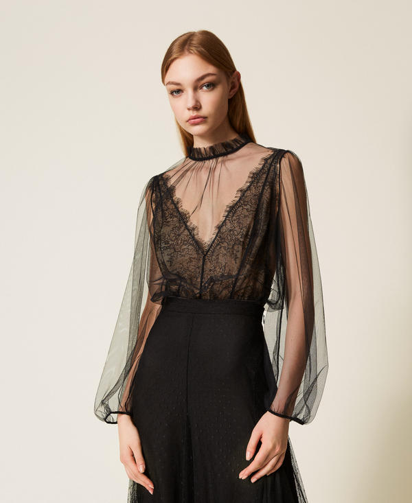 Tulle and lace bodysuit