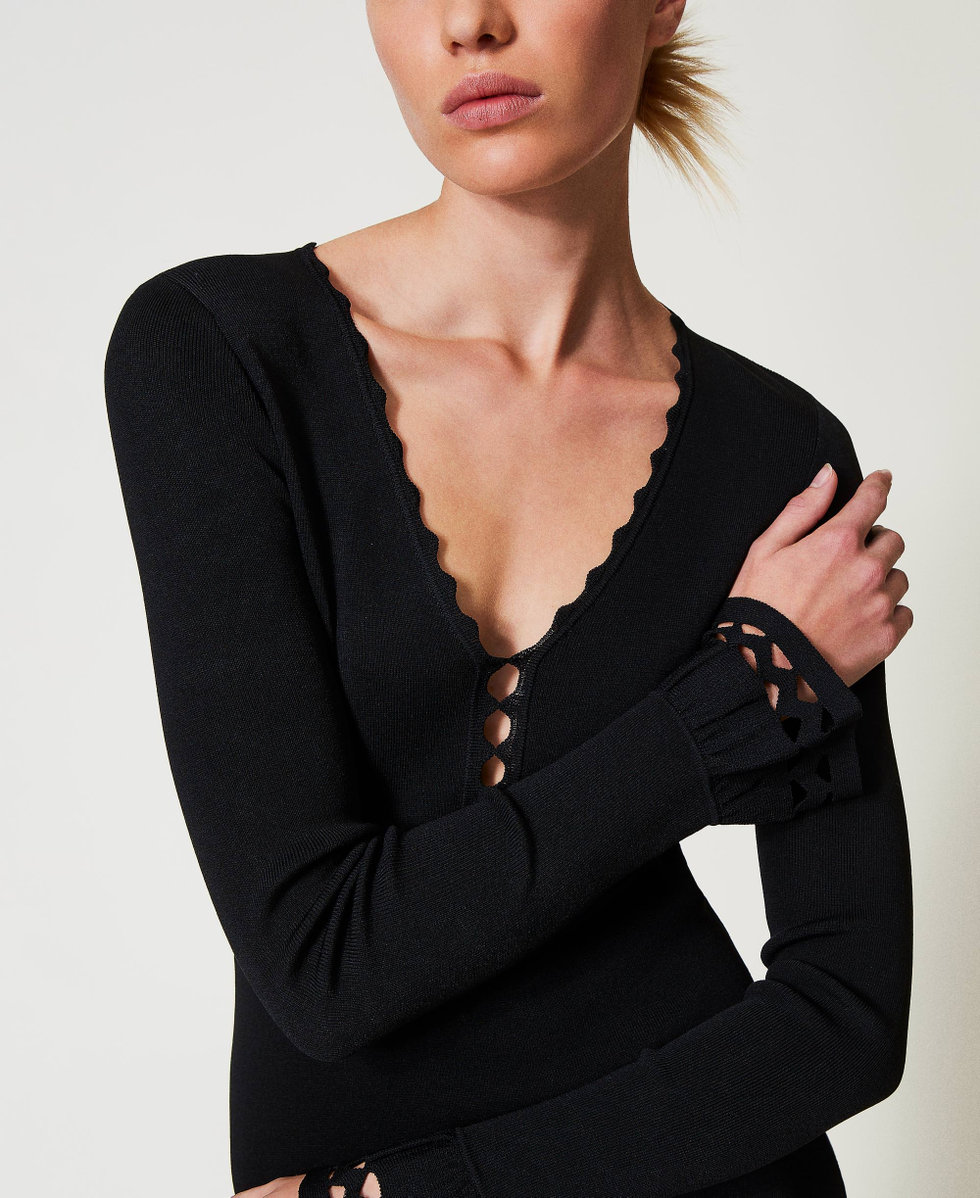 Midi-Strickkleid mit geometrischem Motiv