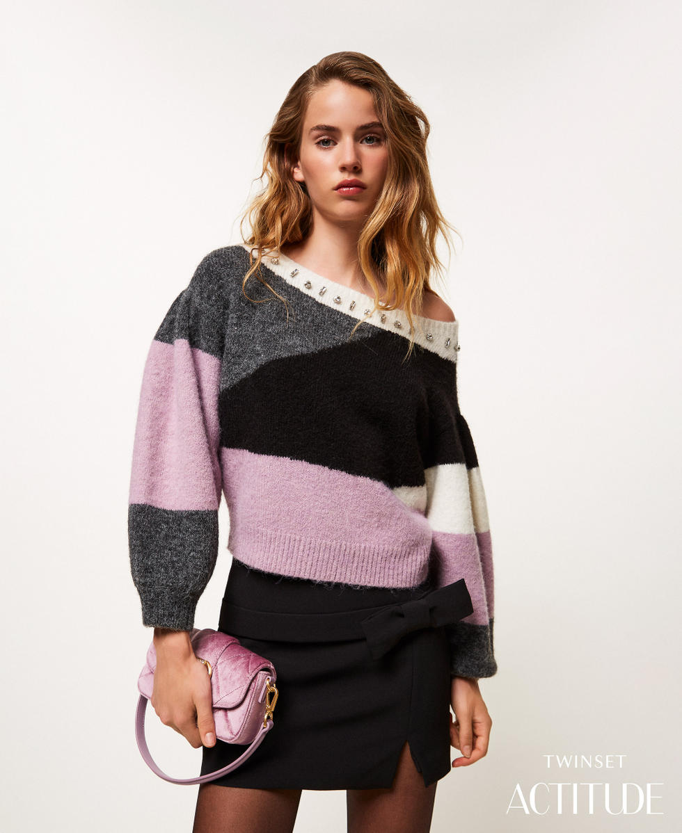 Jumper with inlays and embroidery Colour Mix Woman 252AP3150_12704_PA