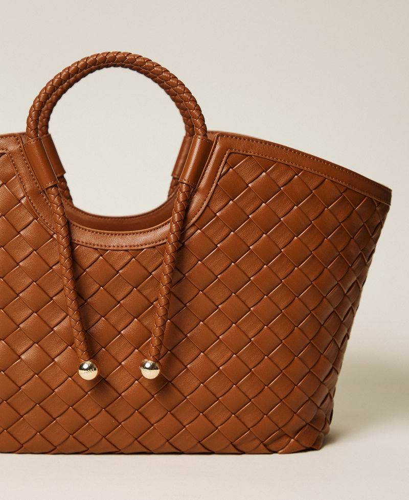 Handwoven shopper bag Leather Brown Woman 261TB7300_00057_03