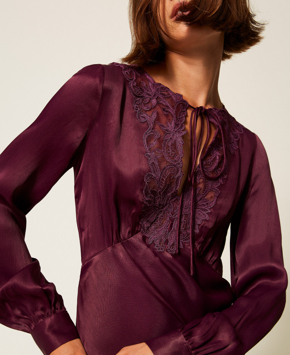 Robe longue en satin avec broderie Violet &laquo;&nbsp;Purple Eden&nbsp;&raquo; Femme 252TT2244_12635_04