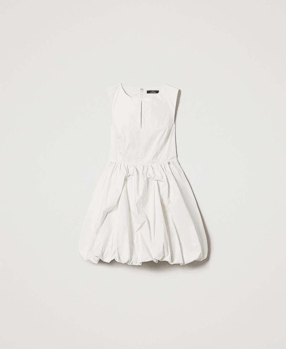 Short poplin balloon dress Sugar White Woman 251AP2301_00632_S0