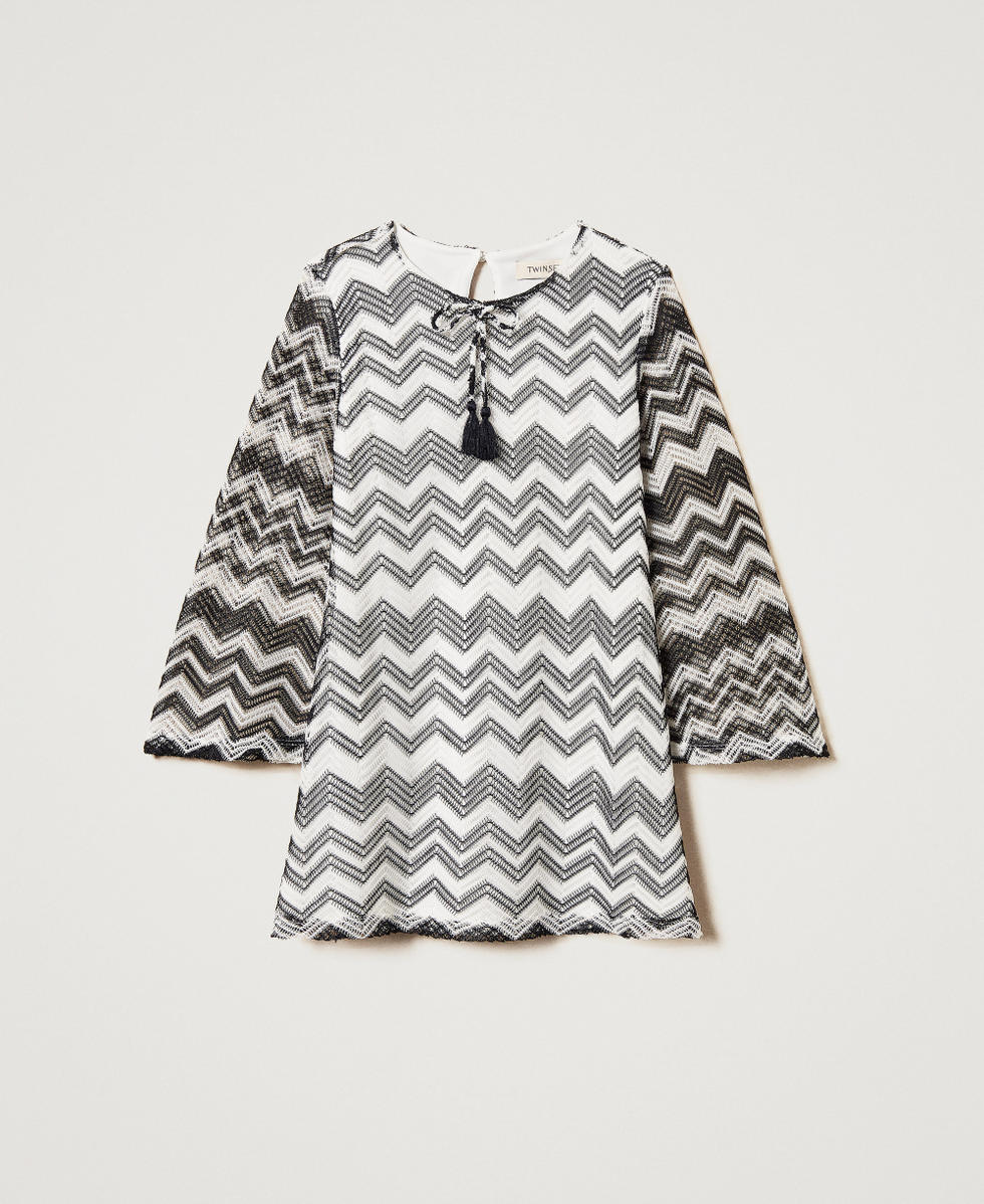 Short mesh dress with chevron pattern