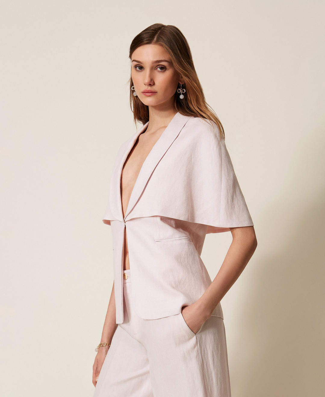 Blouson cape en lin mélangé