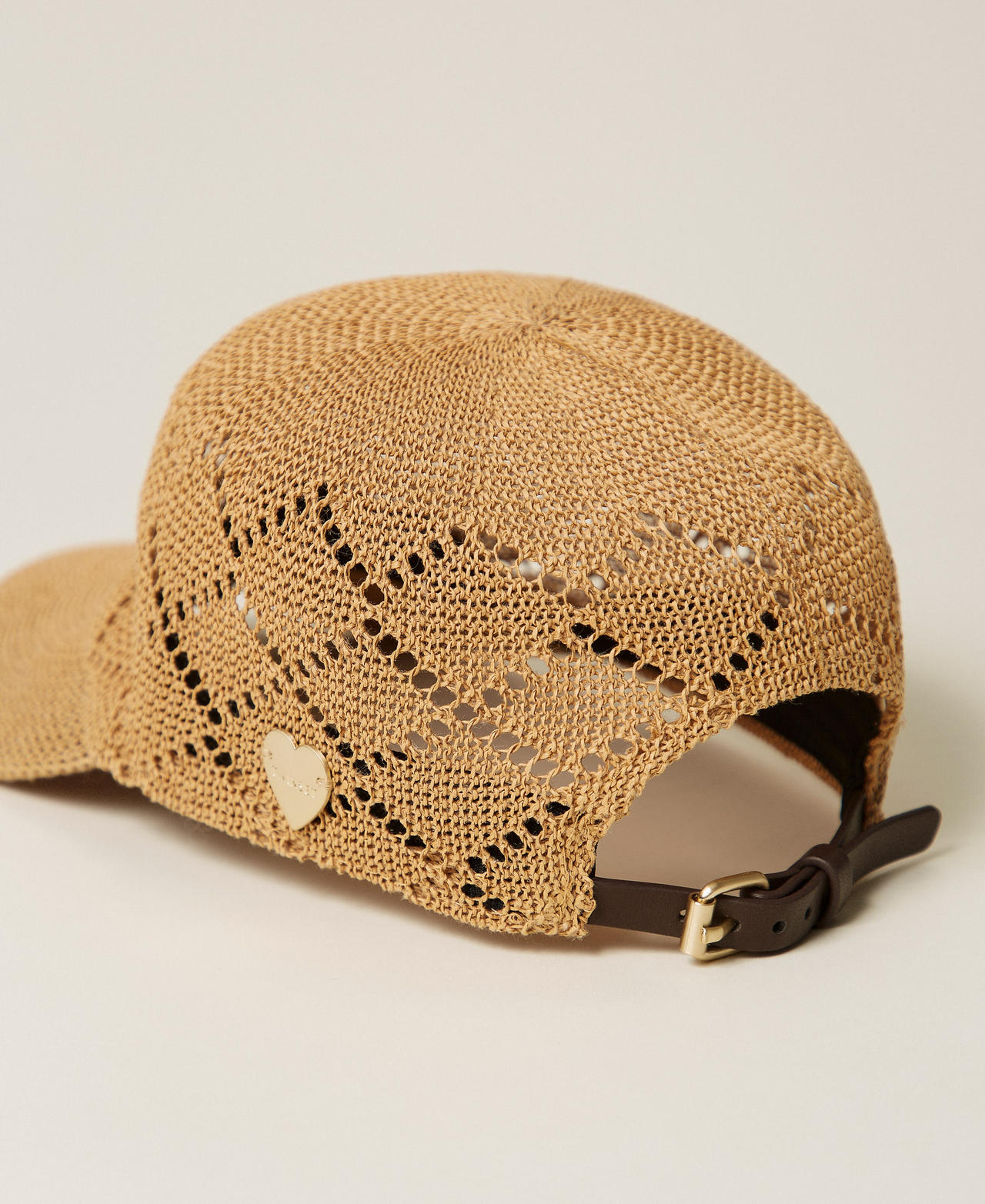 Crochet effect raffia baseball cap Dark Straw Yellow Woman 261LM5BCC_13548_02