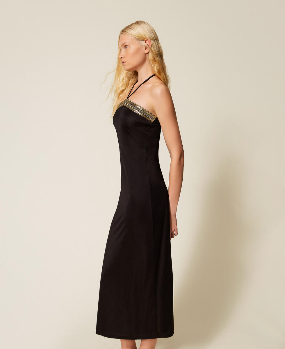 Robe longue avec sequins brod&eacute;s Noir Femme 261LB2SCC_00006_02