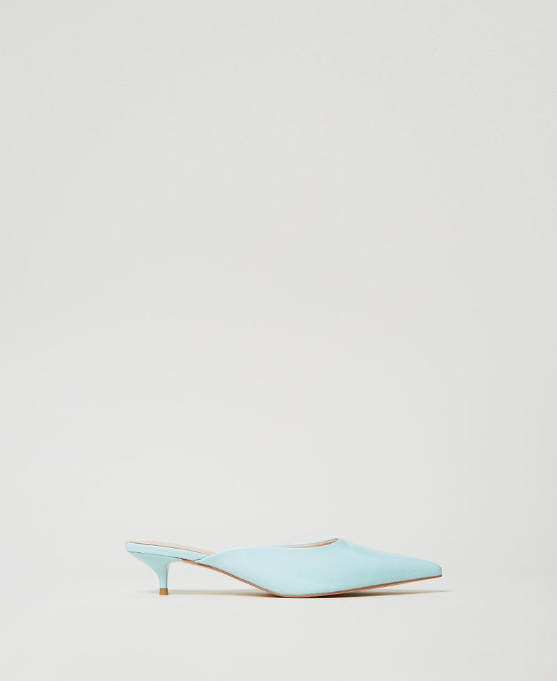 Faux patent leather mules court shoes Light Canal Blue Woman 251ACP012_12134_01