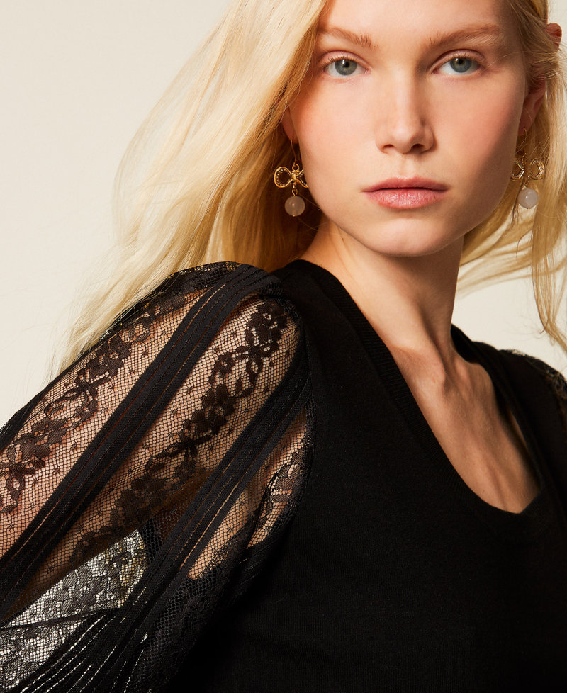 Maglia con maniche in pizzo Nero Donna 261TP3432_00006_04