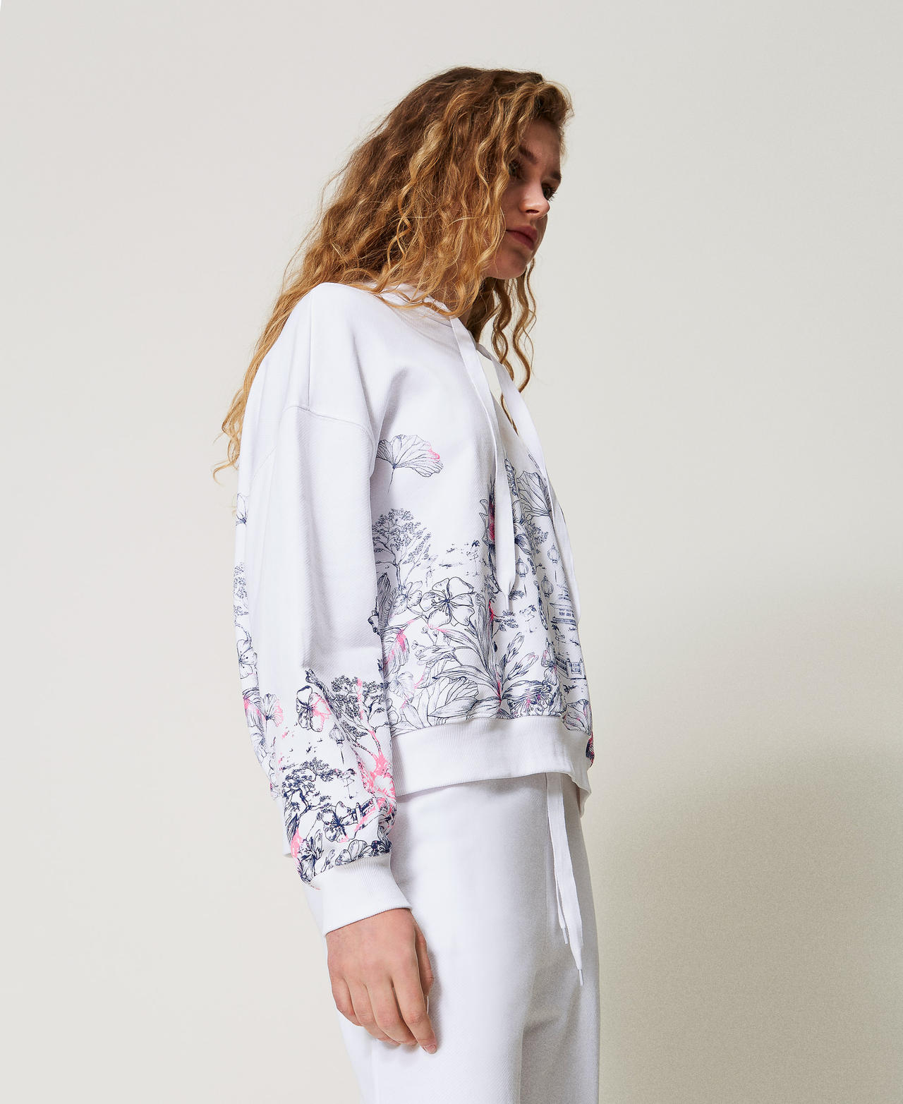 MYFO sweatshirt with a floral print Sprayed Toile de Jouy Woman 251AQ2030_12432_02