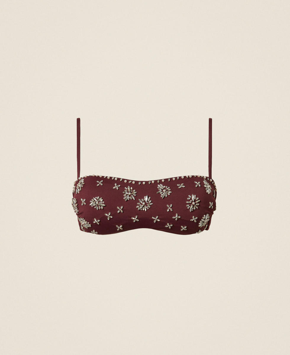 Bandeau-Bikinitop mit Stickerei
