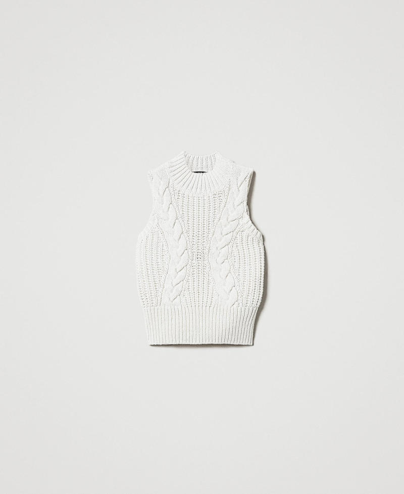 Rib and cable knit top Off White Woman 242AT3180_00526_S0
