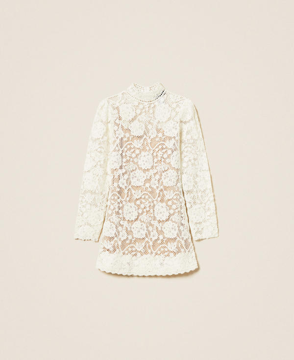 Short wool blend crochet dress